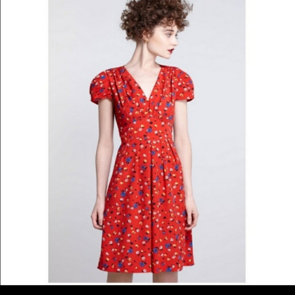 Hey There by Karen Walker cherry red floral dress